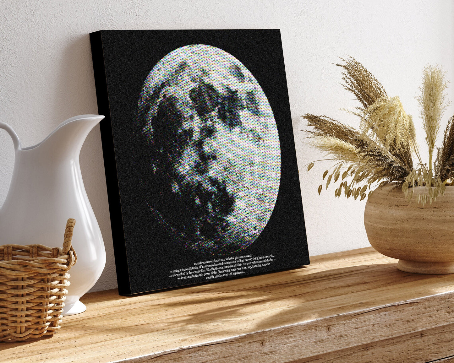 12in Full Moon Canvas Wall Art, Moon Wall Decor, Full Moon Canvas Printing, Moon Square Canvas Wall Art, Modern Living Room Decor