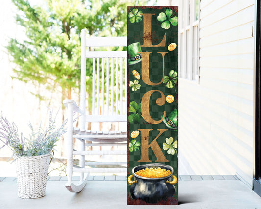 36in Rustic Modern Farmhouse Entryway St. Patrick's Day LUCK Sign for Front Porch, Vintage St.Patrick's Outdoor Decor for Front Door