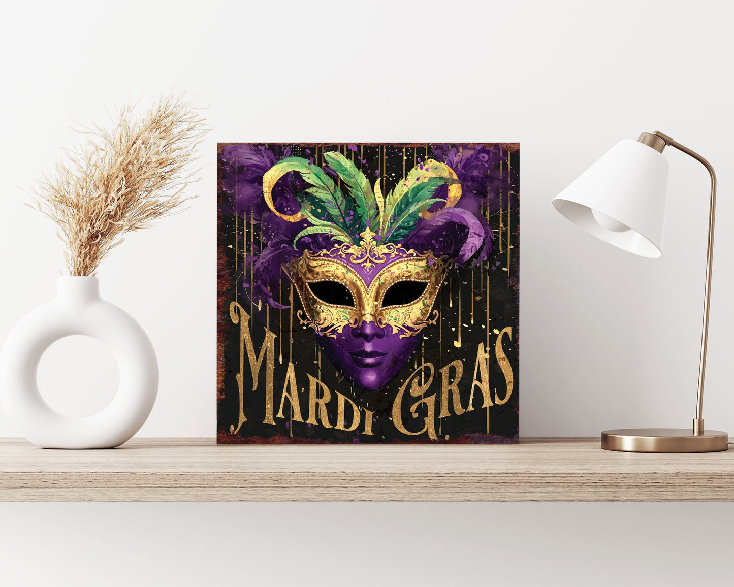 12in Square Mardi Gras Wall Decor, Mardi Gras Wall Art, Vintage Square Wall Decor, Wall Decor Home Decor