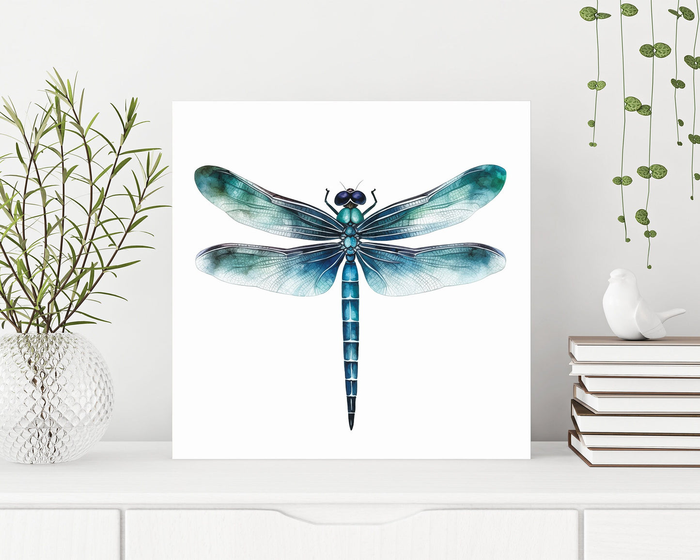 12in Dragonfly Modern Farmhouse Canvas Wall Art, Wall Canvas Printing, Living Room Decor