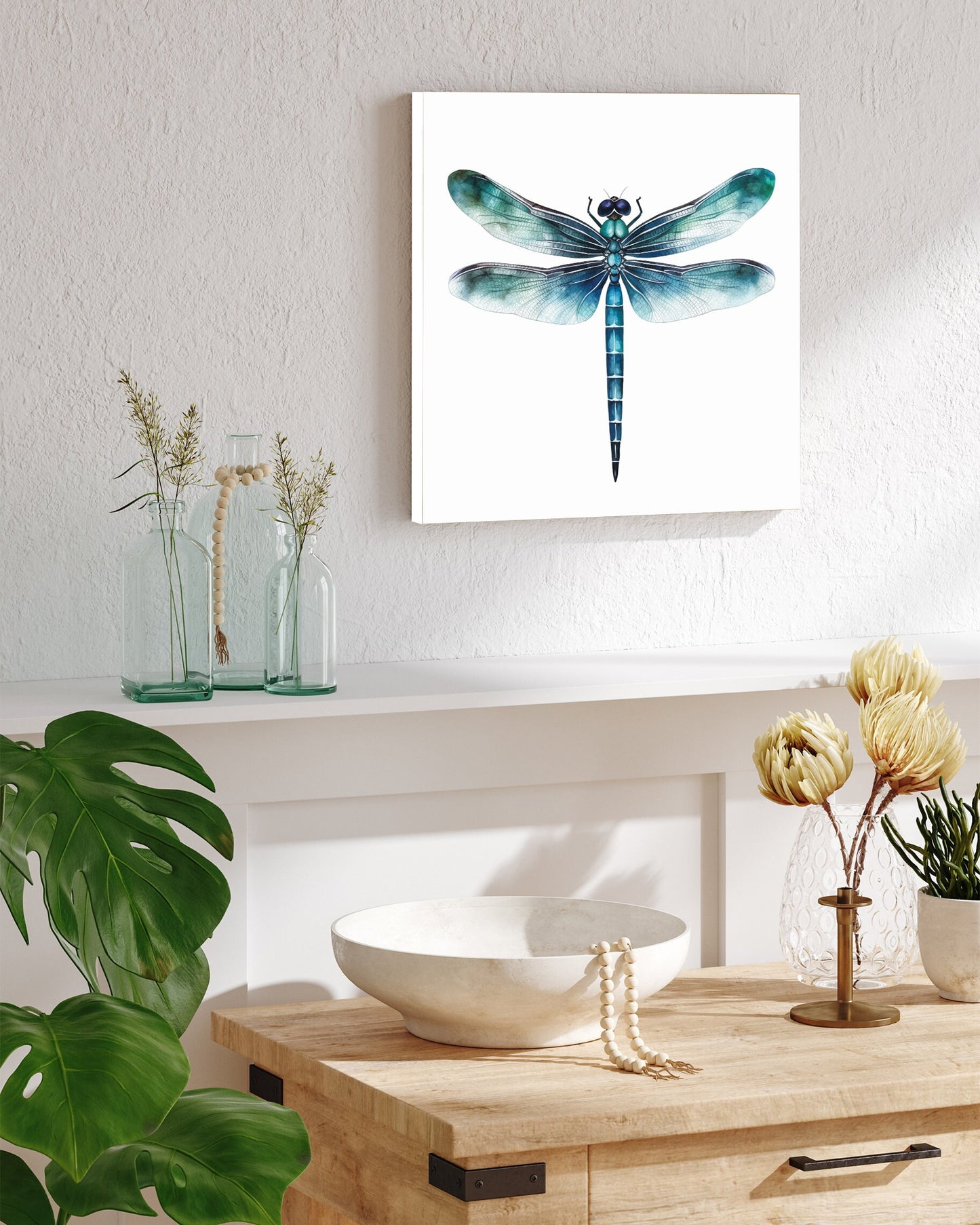 12in Dragonfly Modern Farmhouse Canvas Wall Art, Wall Canvas Printing, Living Room Decor