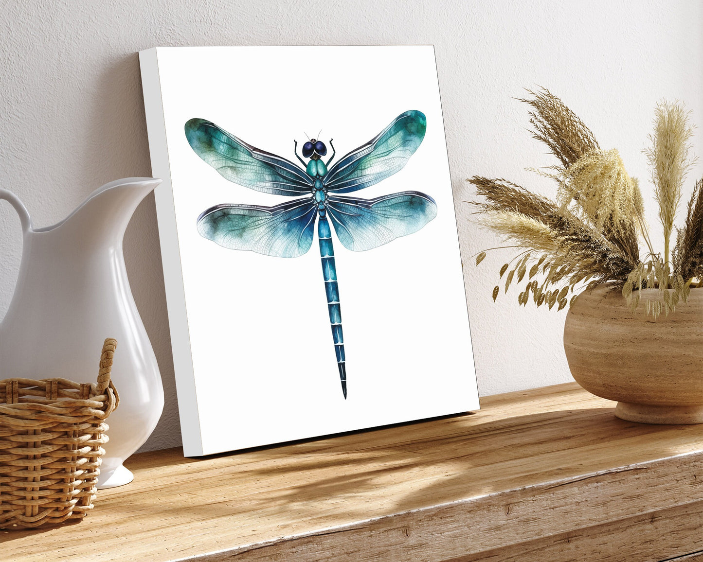 12in Dragonfly Modern Farmhouse Canvas Wall Art, Wall Canvas Printing, Living Room Decor