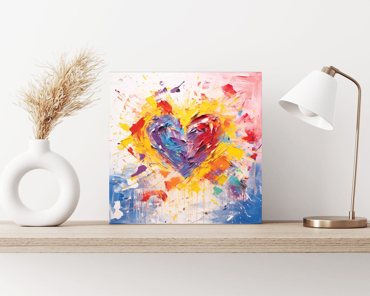 12in Oil Painting Style of a Heart Valentine__ Day Canvas UV Print Wall Art, Wall Canvas Printing, Living Room Decor