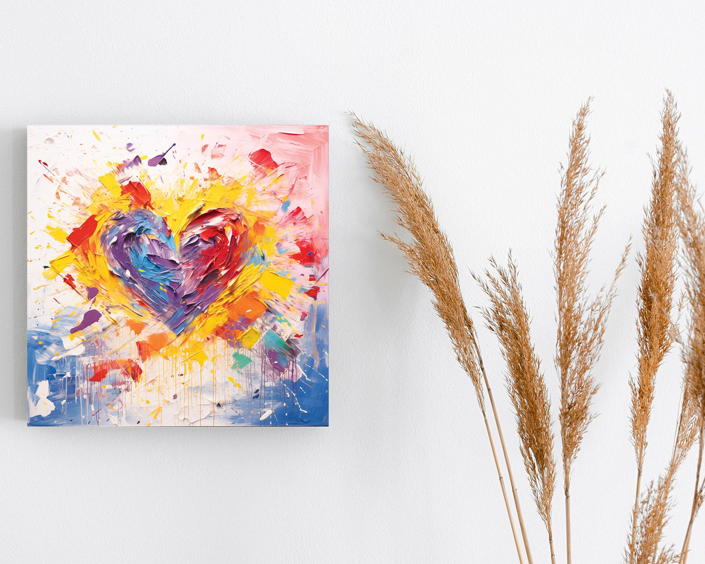 12in Oil Painting Style of a Heart Valentine__ Day Canvas UV Print Wall Art, Wall Canvas Printing, Living Room Decor