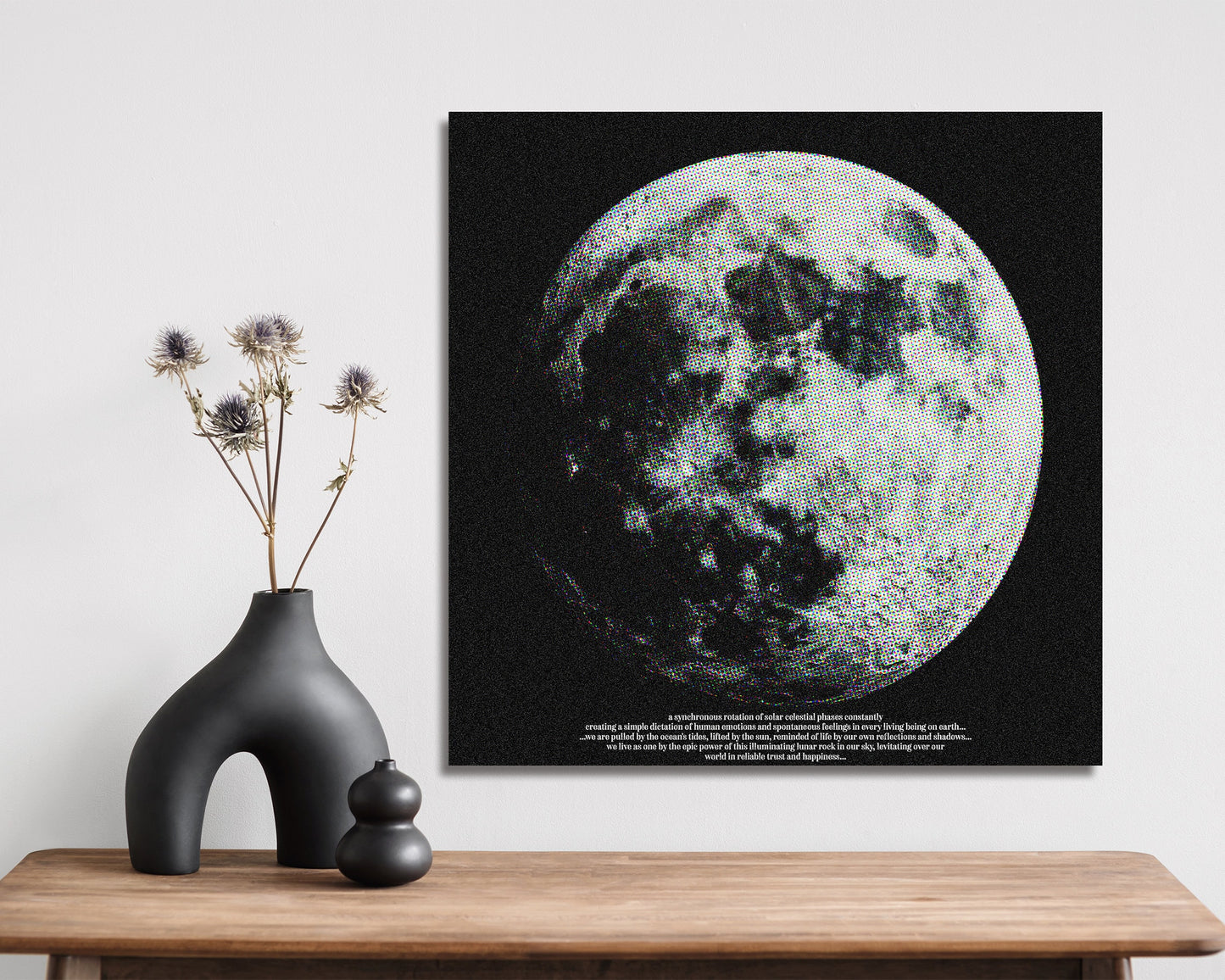 12in Full Moon Canvas Wall Art, Moon Wall Decor, Full Moon Canvas Printing, Moon Square Canvas Wall Art, Modern Living Room Decor