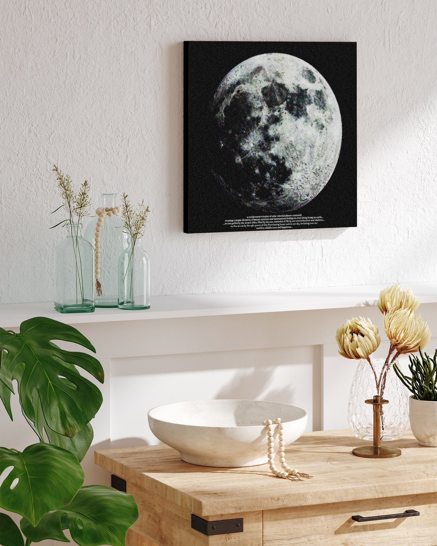 12in Full Moon Canvas Wall Art, Moon Wall Decor, Full Moon Canvas Printing, Moon Square Canvas Wall Art, Modern Living Room Decor