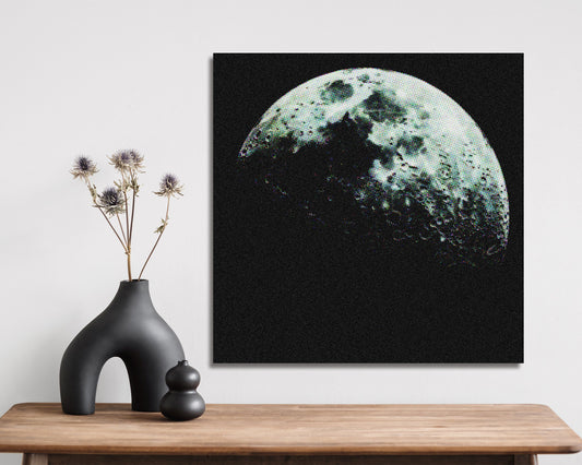 12in Half Moon Canvas Wall Art, Moon Wall Decor, Full Moon Canvas Printing, Moon Square Canvas Wall Art, Modern Living Room Decor