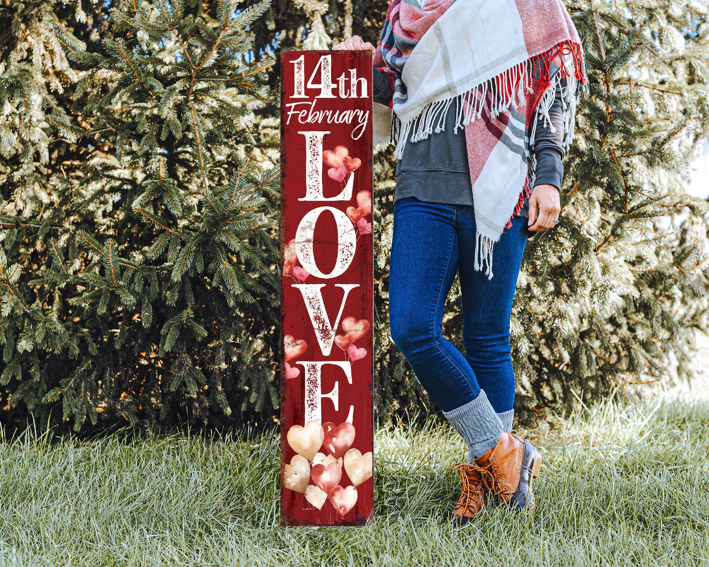 48in 'LOVE' Valentine's Day Porch Sign, Front Porch Valentine's Welcome Sign