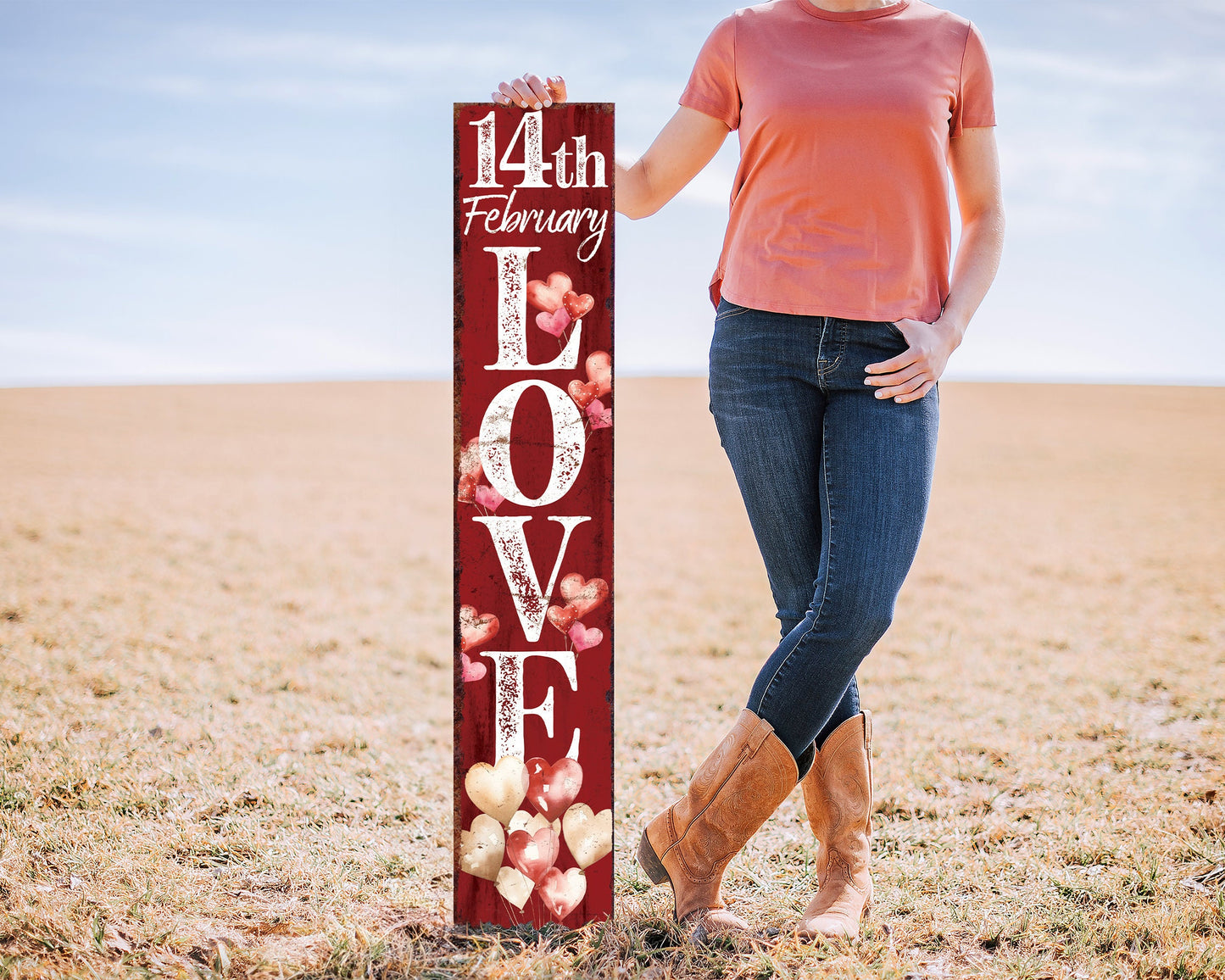 48in 'LOVE' Valentine's Day Porch Sign, Front Porch Valentine's Welcome Sign