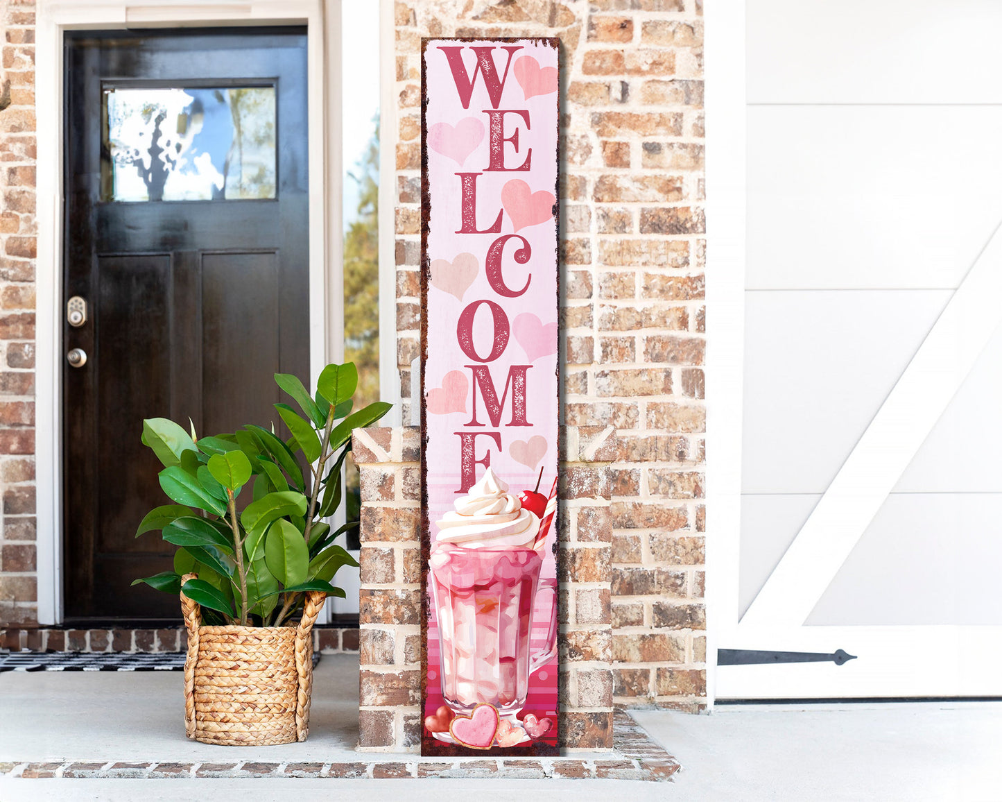 48IN 'Welcome to Drink Sugar Coffee' Valentine's Day Porch Sign, Front Porch Valentine's Welcome Sign