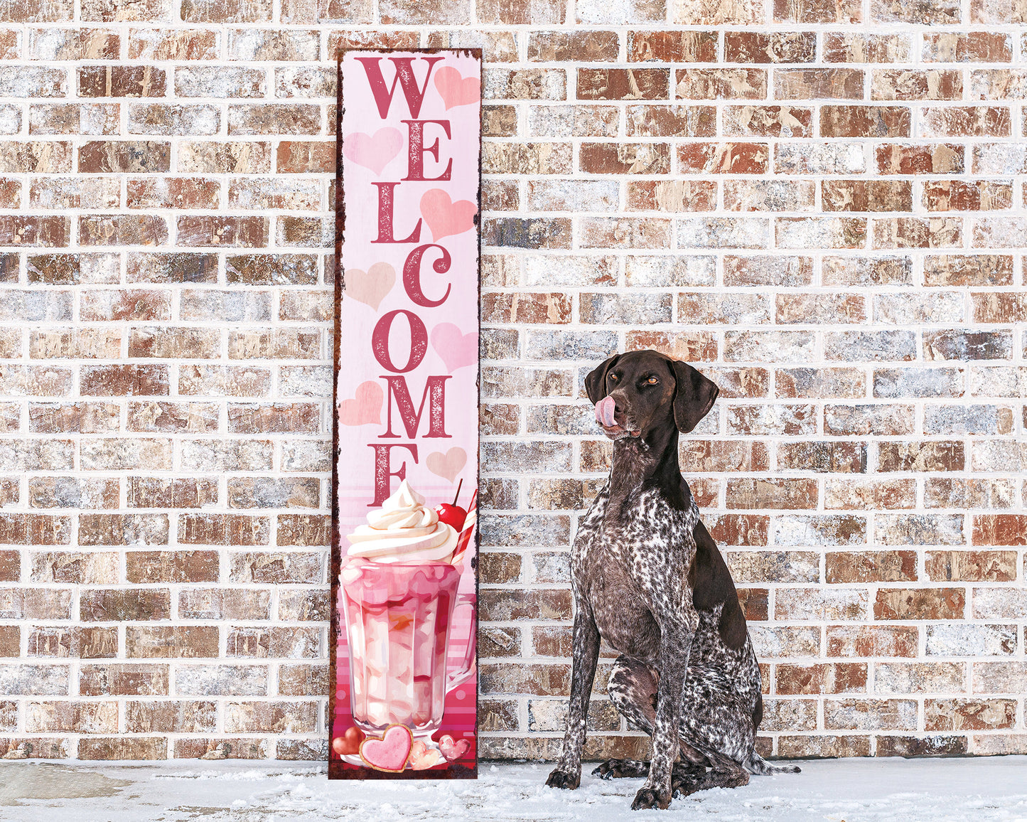 48IN 'Welcome to Drink Sugar Coffee' Valentine's Day Porch Sign, Front Porch Valentine's Welcome Sign