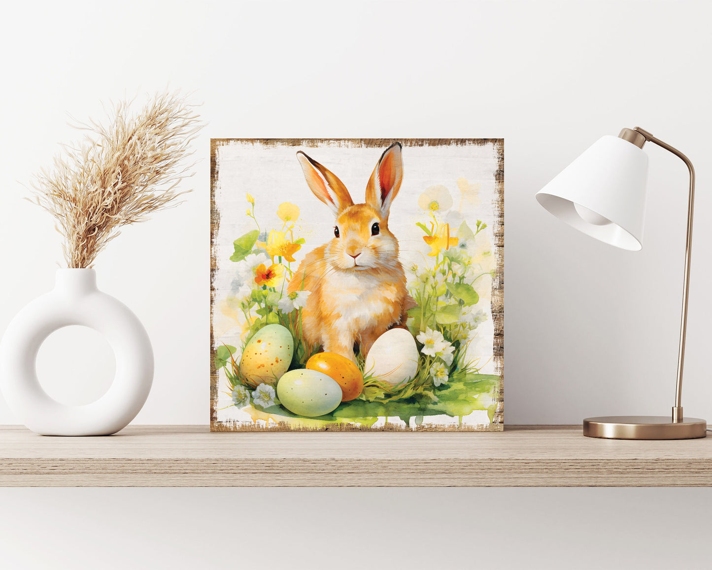12in Square Easter Day Canvas Sign | UV Print | Vintage Modern Farmhouse Decor | Perfect for Mantel and Entryway