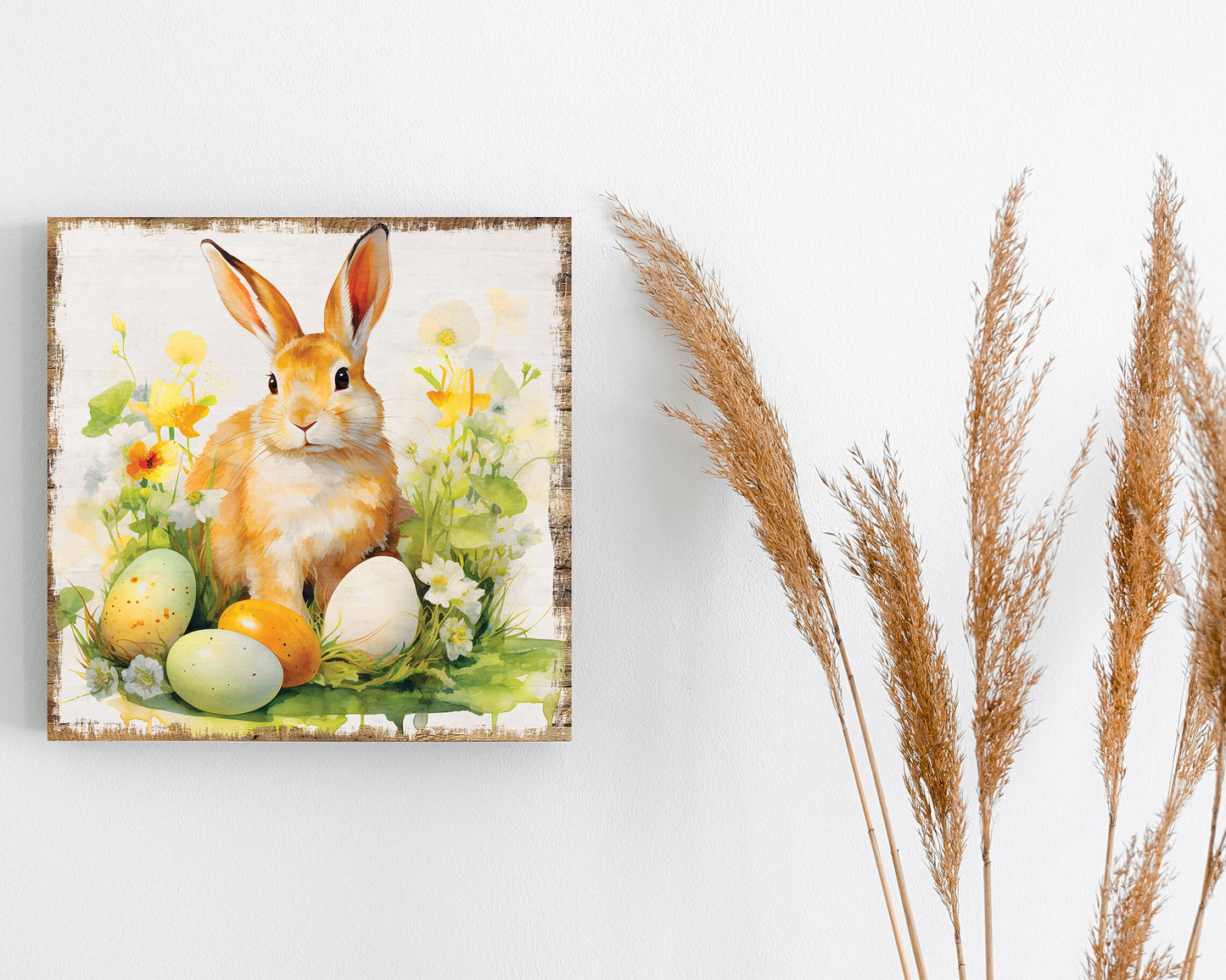 12in Square Easter Day Canvas Sign | UV Print | Vintage Modern Farmhouse Decor | Perfect for Mantel and Entryway