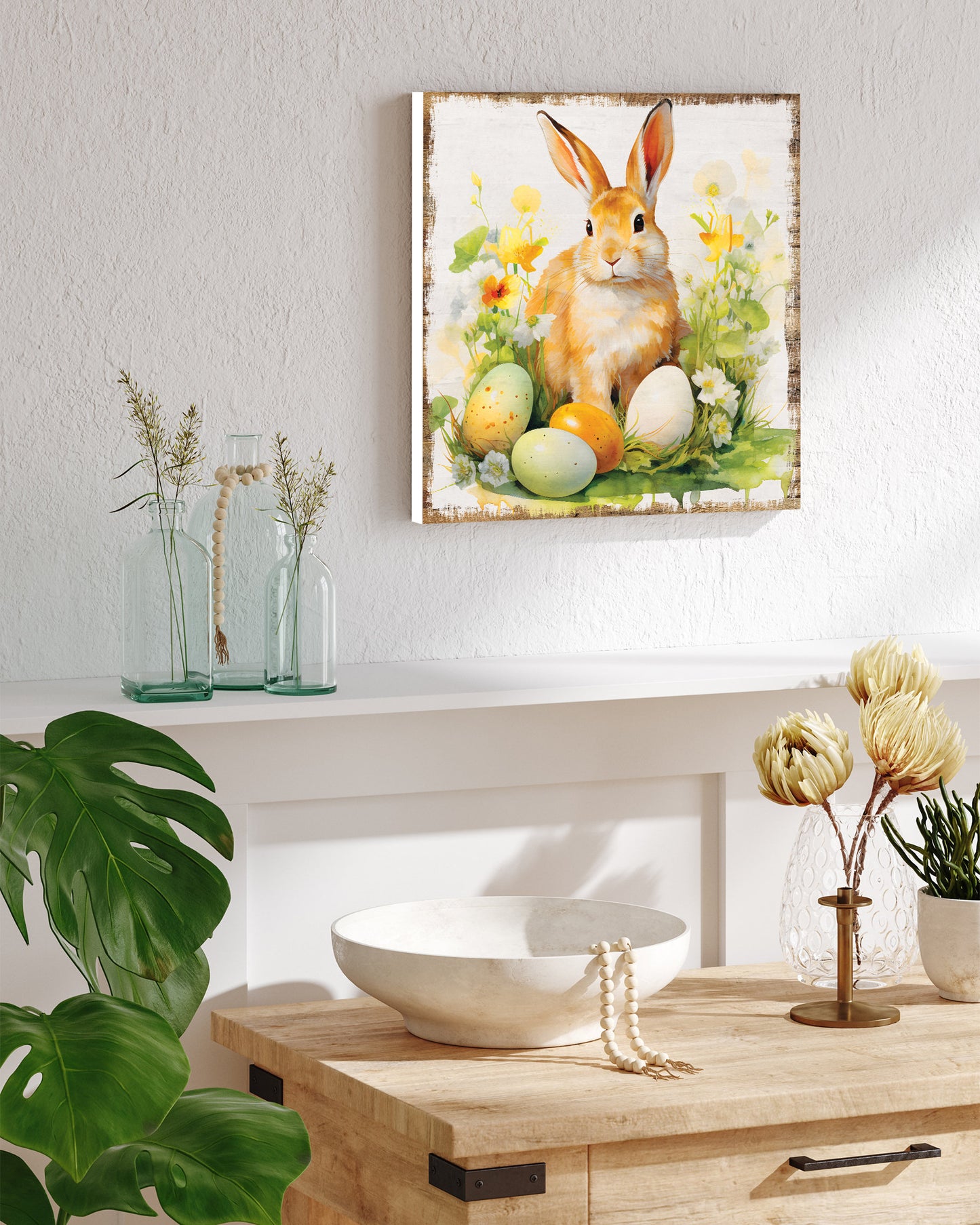 12in Square Easter Day Canvas Sign | UV Print | Vintage Modern Farmhouse Decor | Perfect for Mantel and Entryway