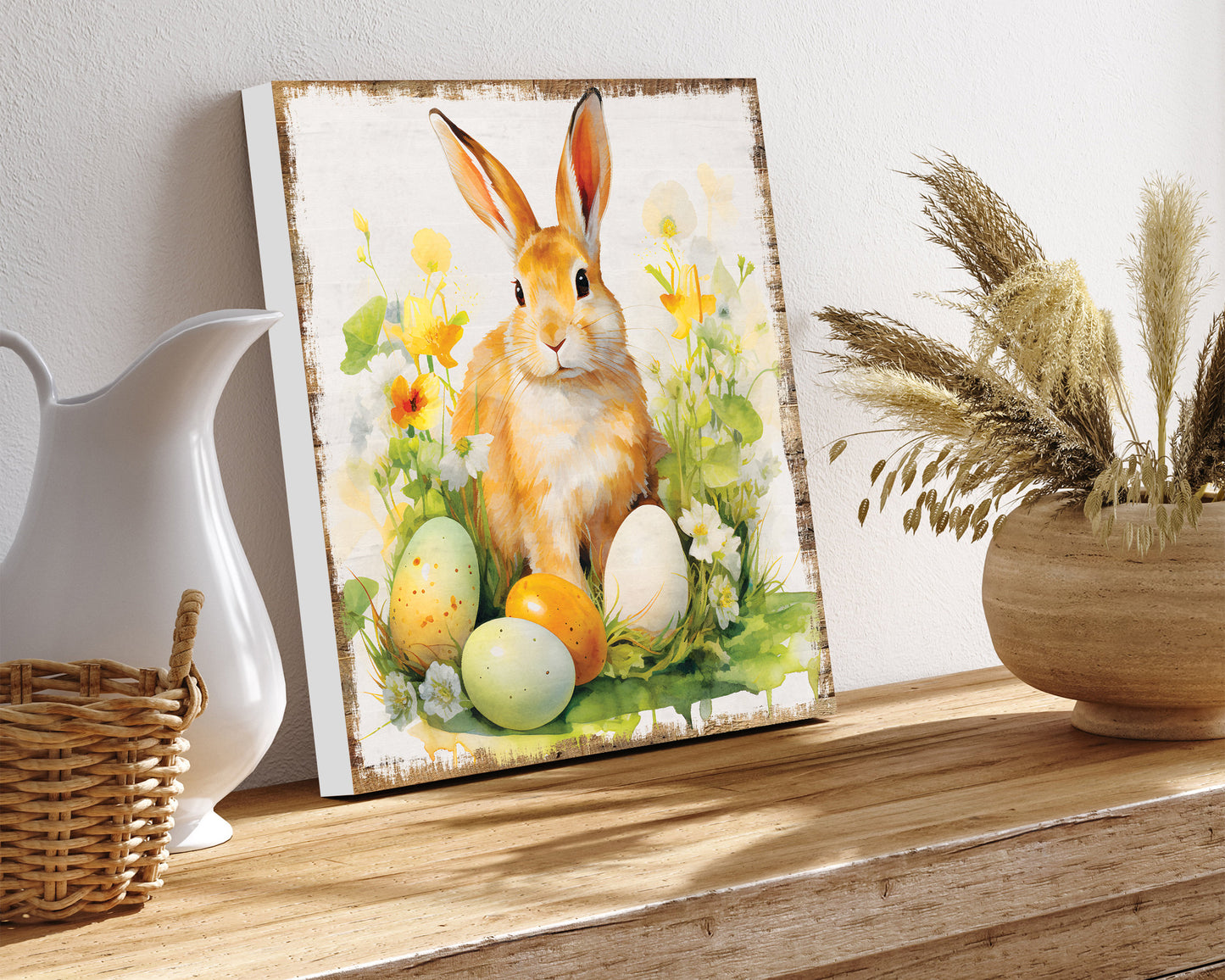 12in Square Easter Day Canvas Sign | UV Print | Vintage Modern Farmhouse Decor | Perfect for Mantel and Entryway