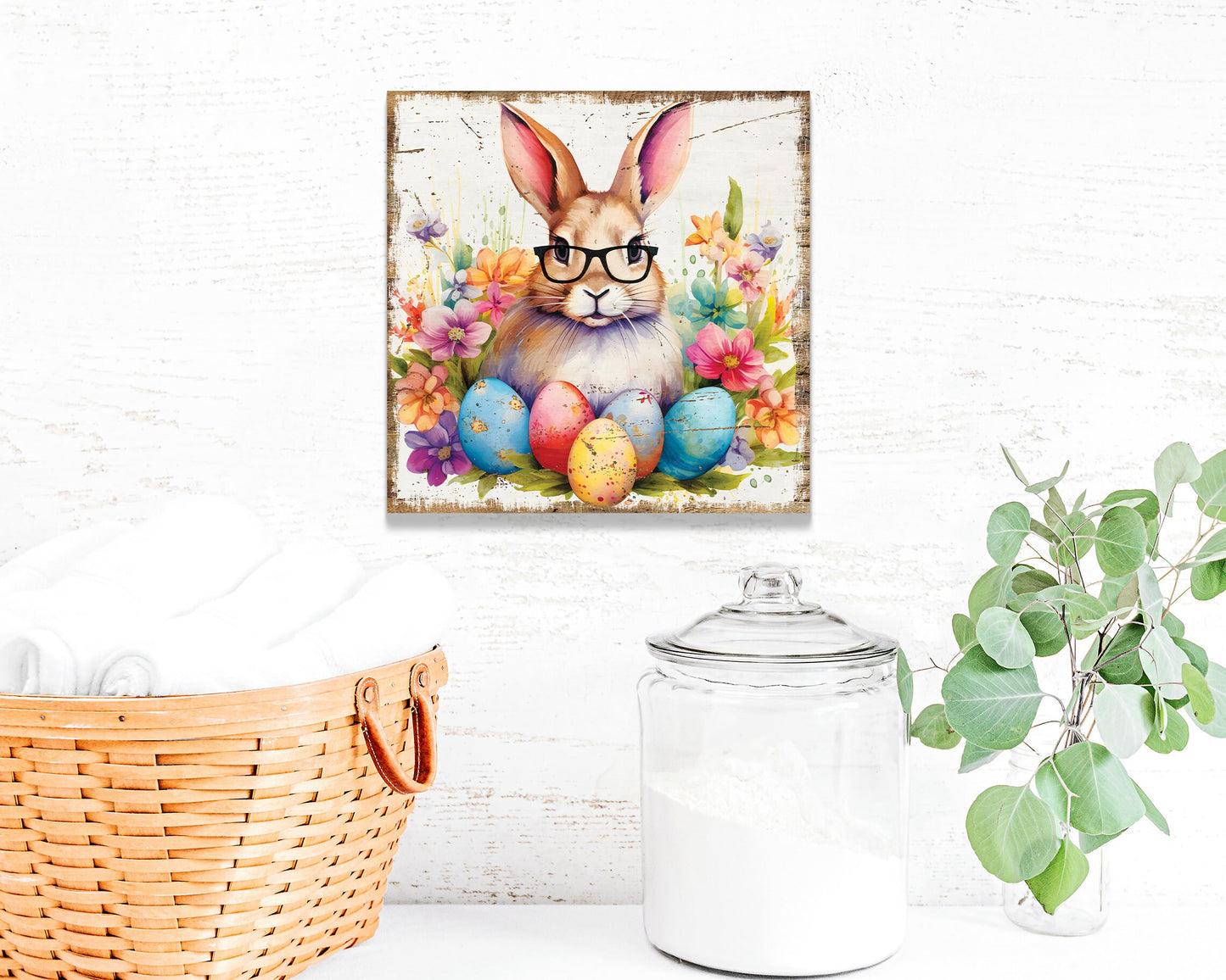 12in Easter Day Canvas, Vintage Decor, Modern Farmhouse Mantel Entryway Decor, Easter Wall Decor
