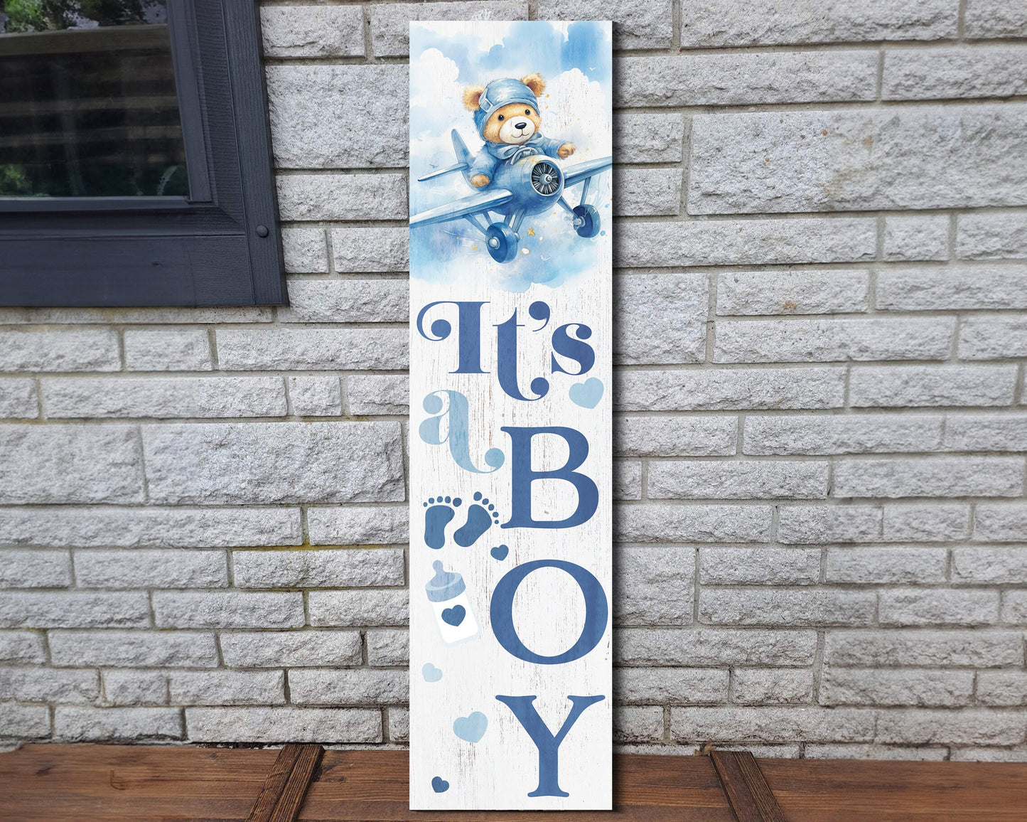 36-Inch 'It's A Boy' Porch Signs, Birth Announcement, Welcome Home Newborn Decor, Porch Decor