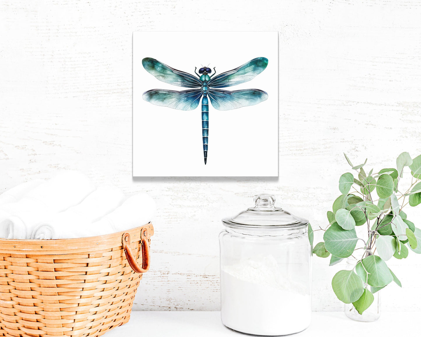 12in Dragonfly Modern Farmhouse Canvas Wall Art, Wall Canvas Printing, Living Room Decor