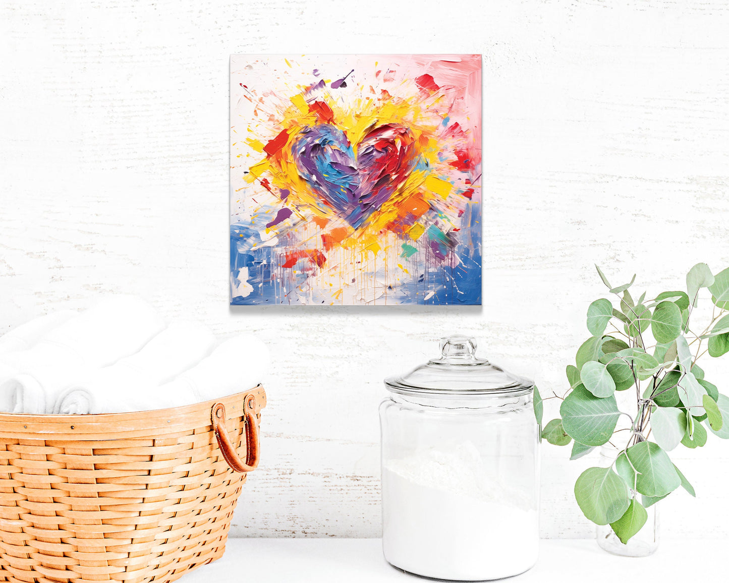 12in Oil Painting Style of a Heart Valentine__ Day Canvas UV Print Wall Art, Wall Canvas Printing, Living Room Decor