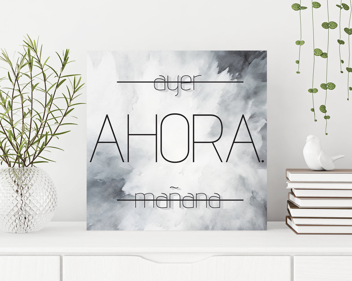 12in 'Ayer Ahora Maana' Modern Farmhouse Canvas Wall Art, Wall Canvas Printing, Living Room Home Decor