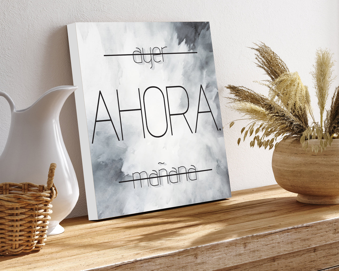 12in 'Ayer Ahora Maana' Modern Farmhouse Canvas Wall Art, Wall Canvas Printing, Living Room Home Decor