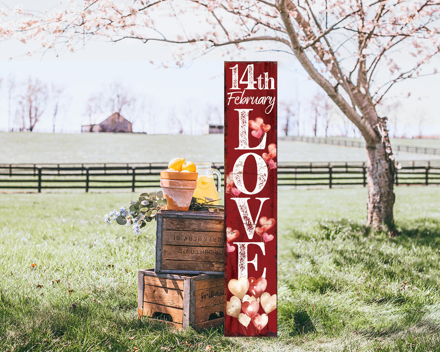 48in 'LOVE' Valentine's Day Porch Sign, Front Porch Valentine's Welcome Sign