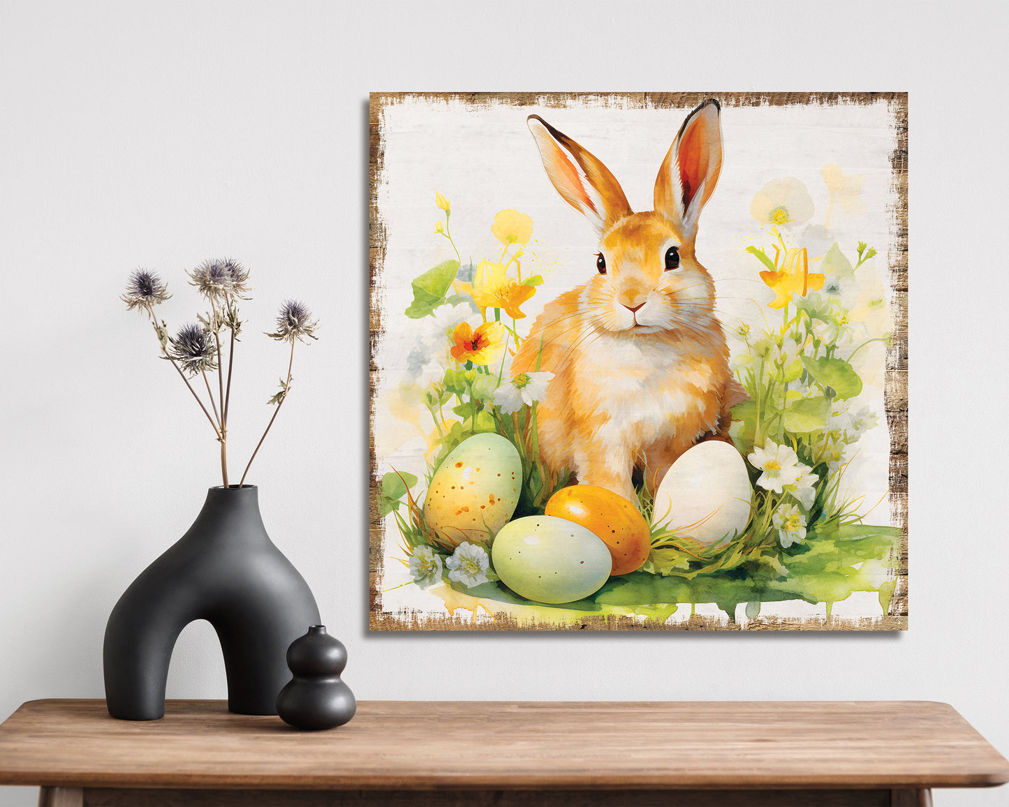12in Square Easter Day Canvas Sign | UV Print | Vintage Modern Farmhouse Decor | Perfect for Mantel and Entryway