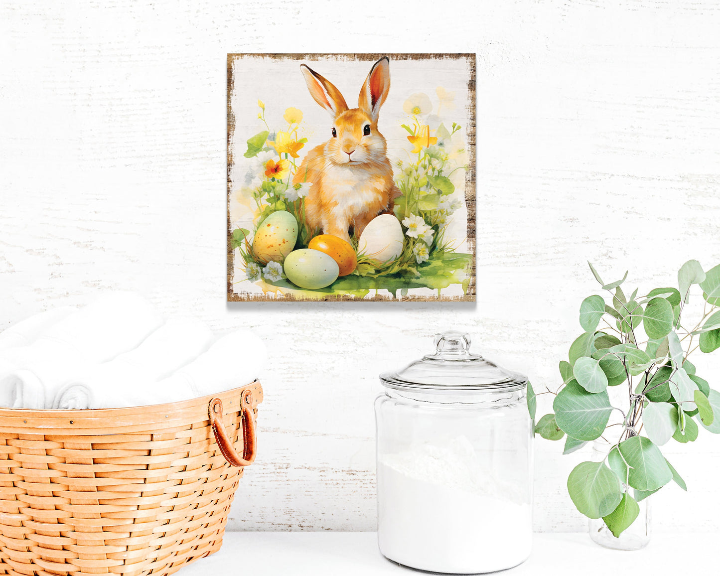 12in Square Easter Day Canvas Sign | UV Print | Vintage Modern Farmhouse Decor | Perfect for Mantel and Entryway