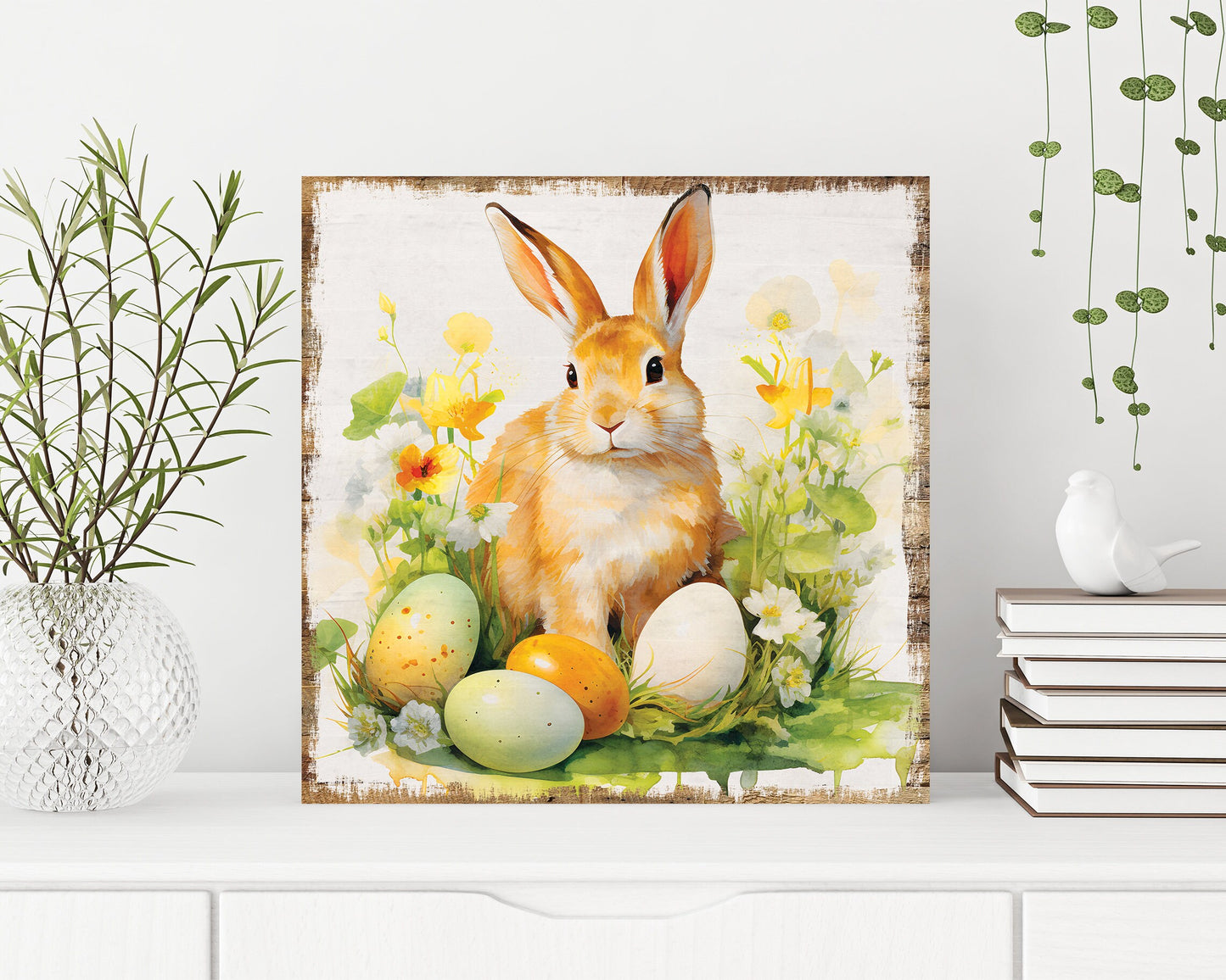 12in Square Easter Day Canvas Sign | UV Print | Vintage Modern Farmhouse Decor | Perfect for Mantel and Entryway
