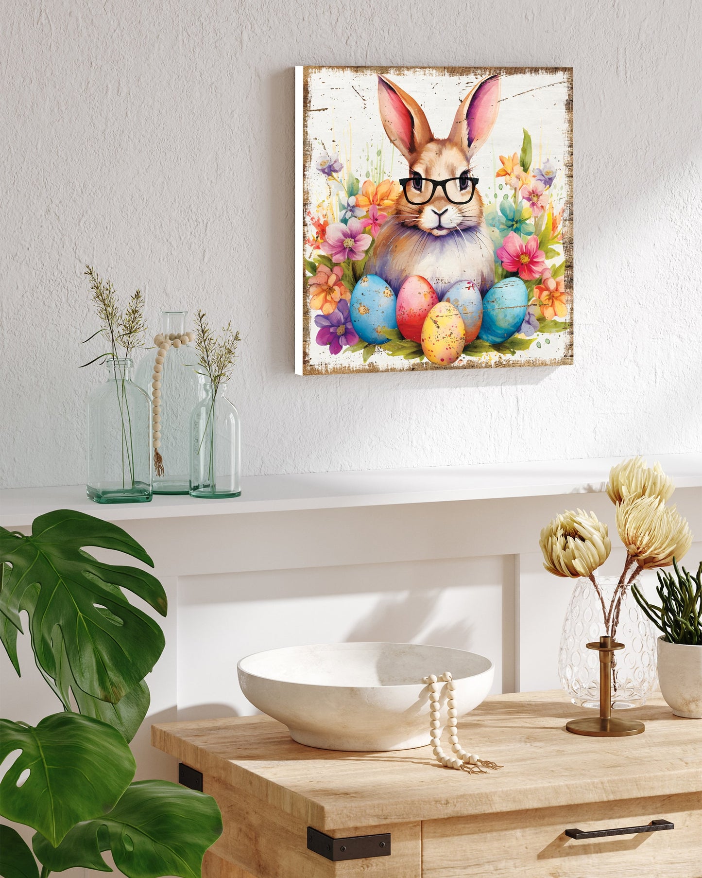 12in Easter Day Canvas, Vintage Decor, Modern Farmhouse Mantel Entryway Decor, Easter Wall Decor