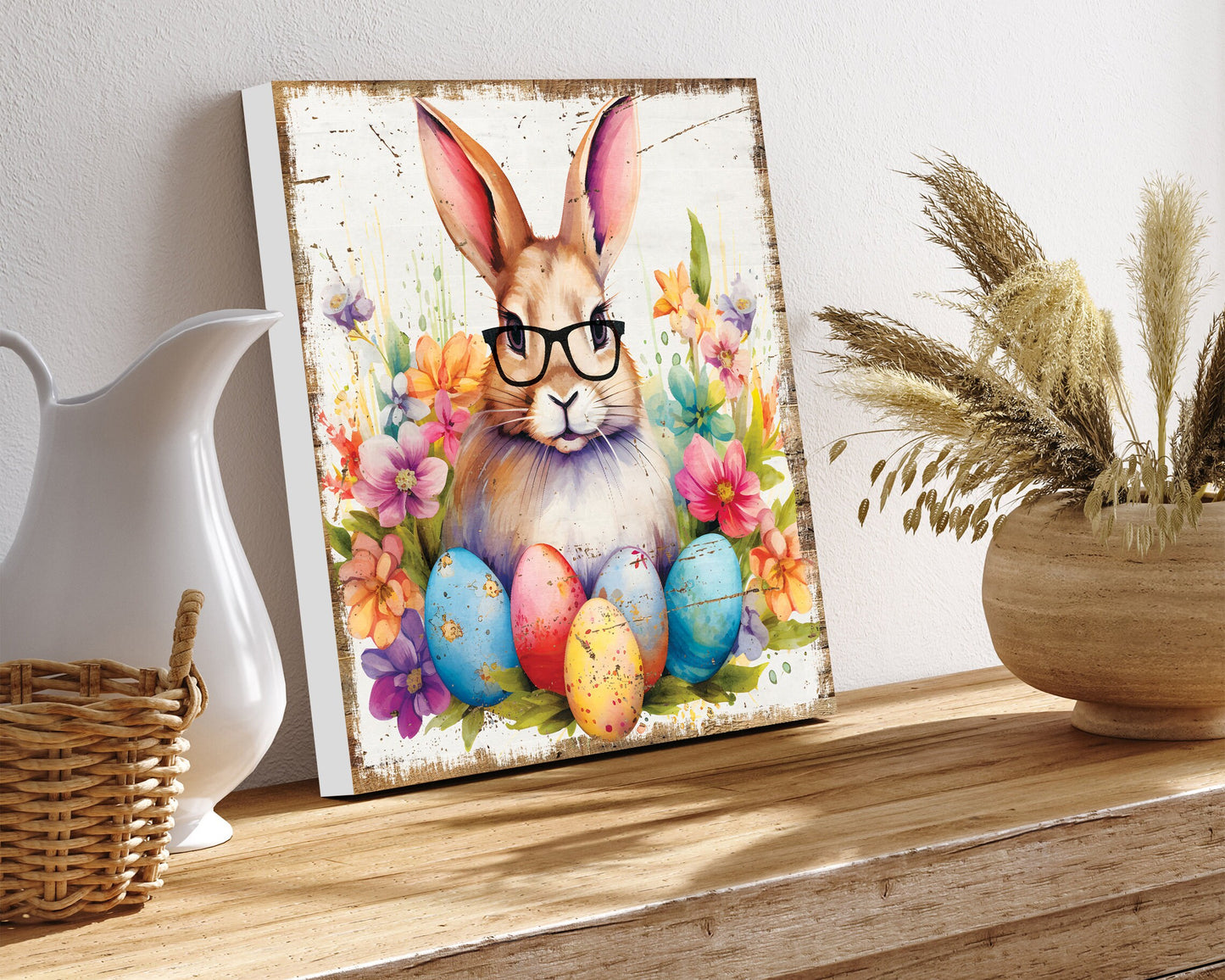 12in Easter Day Canvas, Vintage Decor, Modern Farmhouse Mantel Entryway Decor, Easter Wall Decor