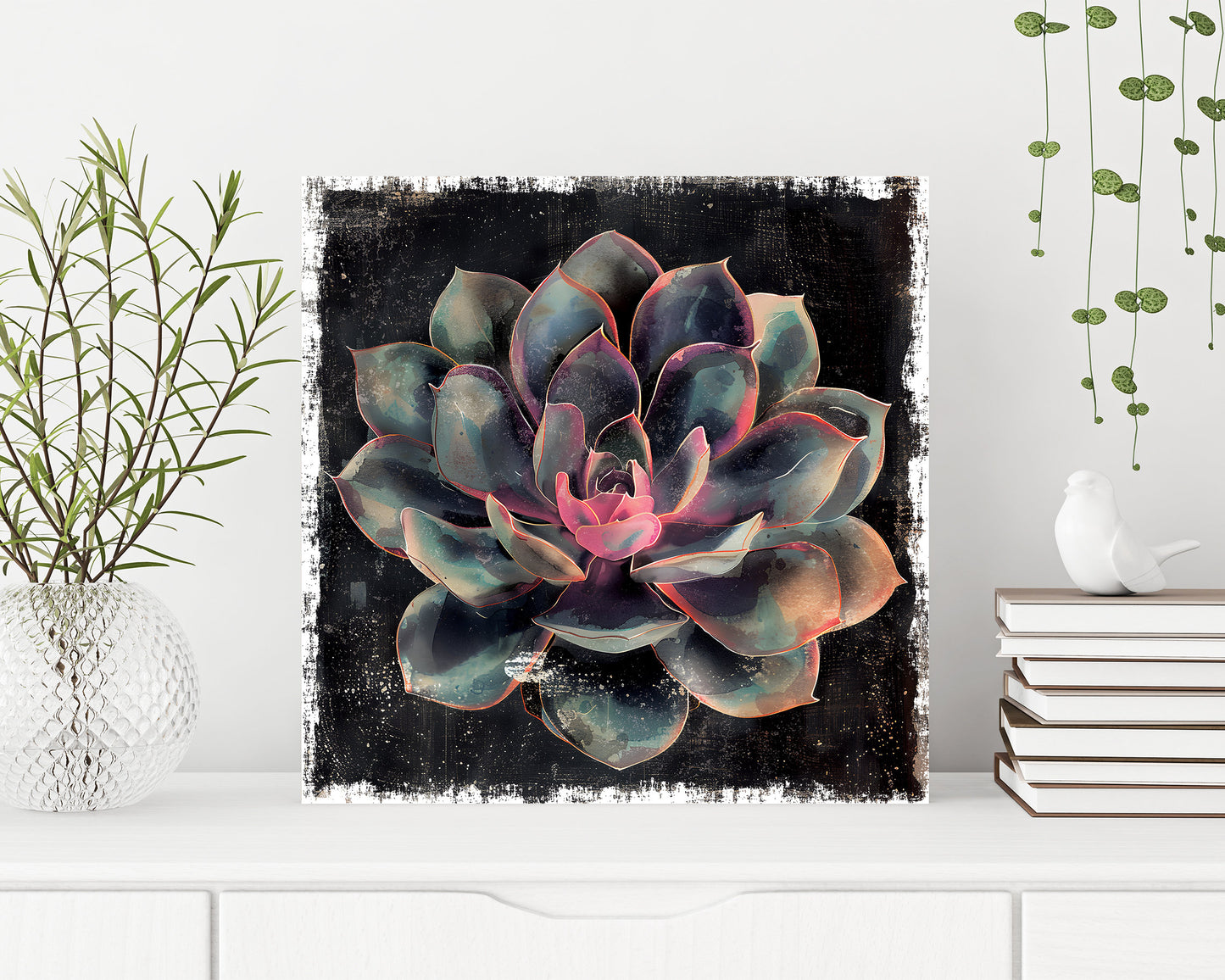 12in Spring Canvas Sign with Succulent Design | Spring Wall Decor, Rustic Farmhouse Decor, Canvas Print Home Decor