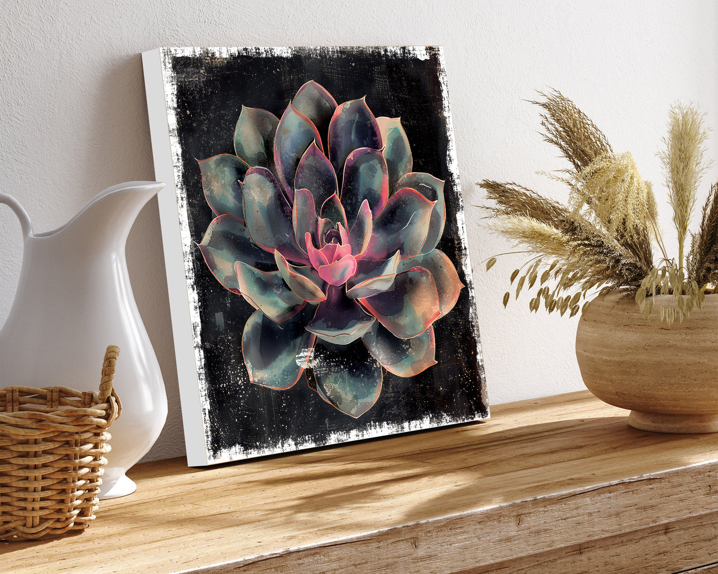 12in Spring Canvas Sign with Succulent Design | Spring Wall Decor, Rustic Farmhouse Decor, Canvas Print Home Decor