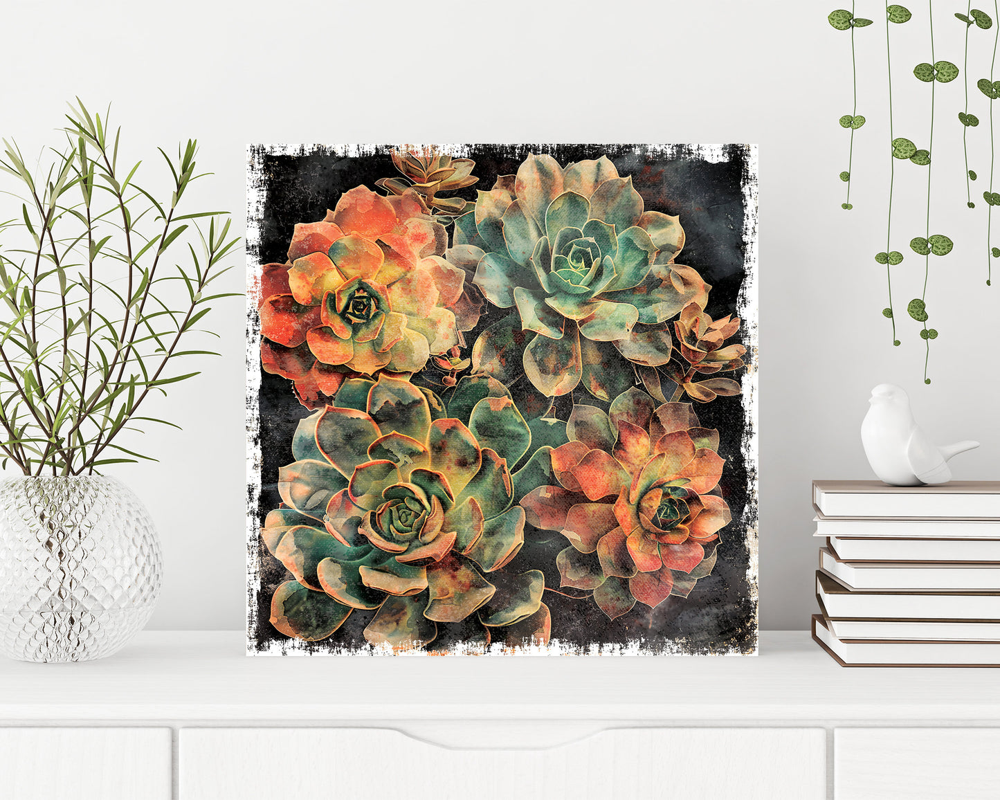 12in Spring Canvas Sign with Succulent Design | Spring Wall Decor, Rustic Farmhouse Decor, Canvas Print Decor