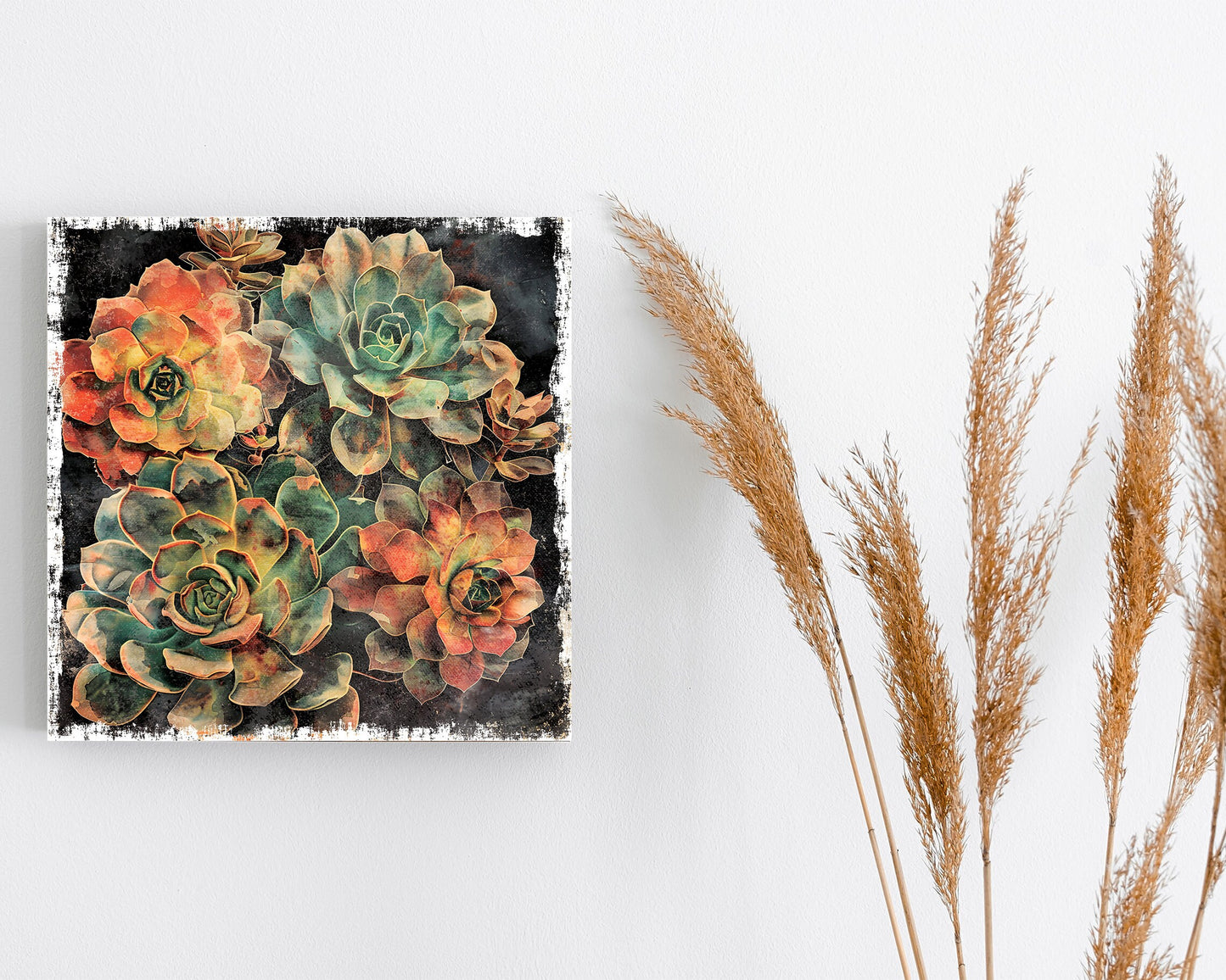 12in Spring Canvas Sign with Succulent Design | Spring Wall Decor, Rustic Farmhouse Decor, Canvas Print Decor