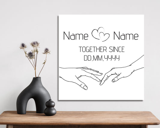 12in Valentine's Day Gift | Personalized Minimalist Line Drawing Holding Hands | Gift for Her, Him, Couples