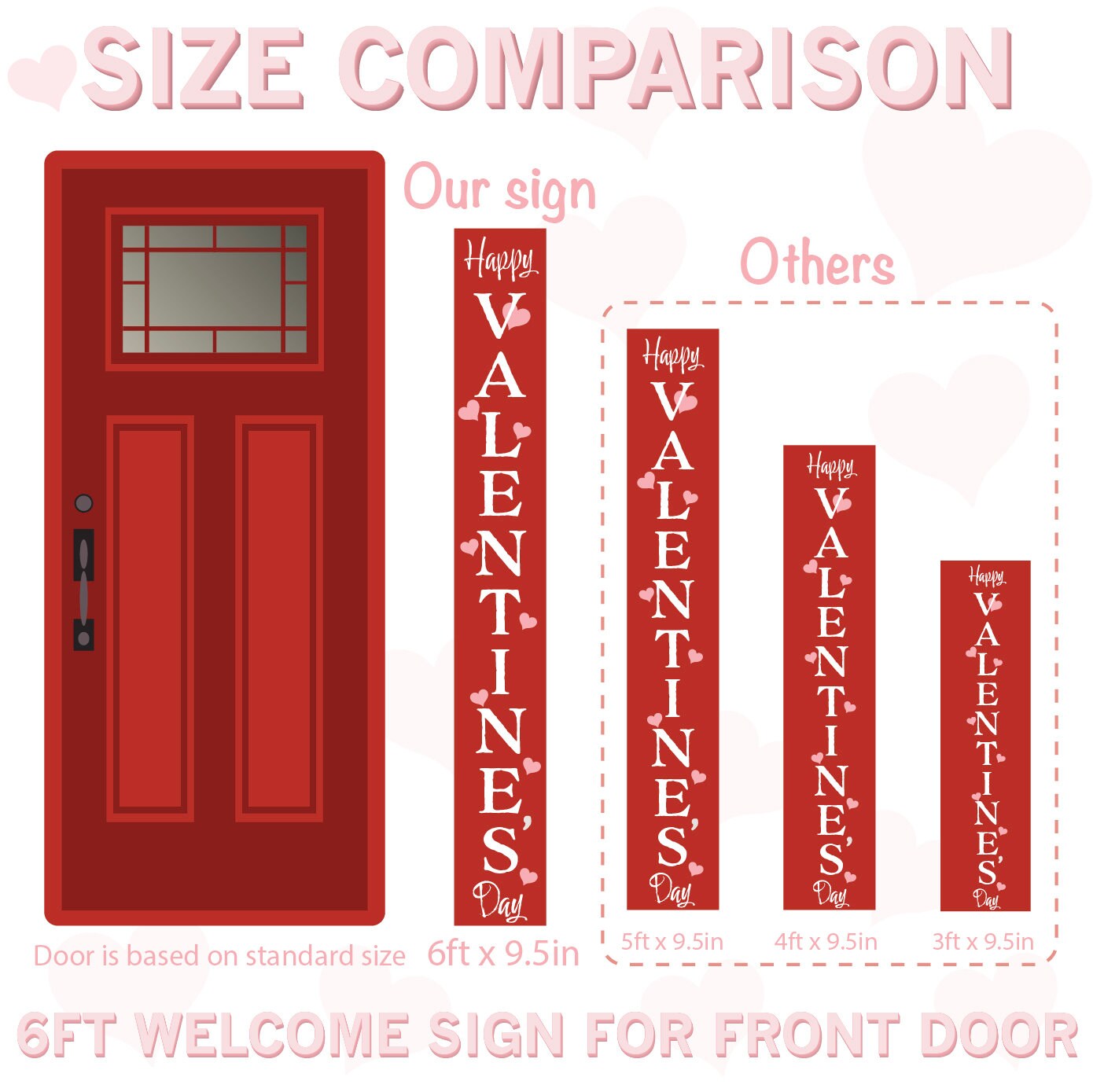 72in Outdoor Happy Valentine's Day Sign for Front Door | Welcome Sign, Welcome Sign for Front Porch Standing