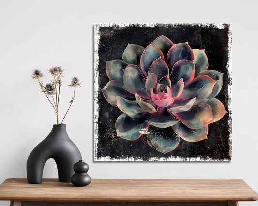 12in Spring Canvas Sign with Succulent Design | Spring Wall Decor, Rustic Farmhouse Decor, Canvas Print Home Decor