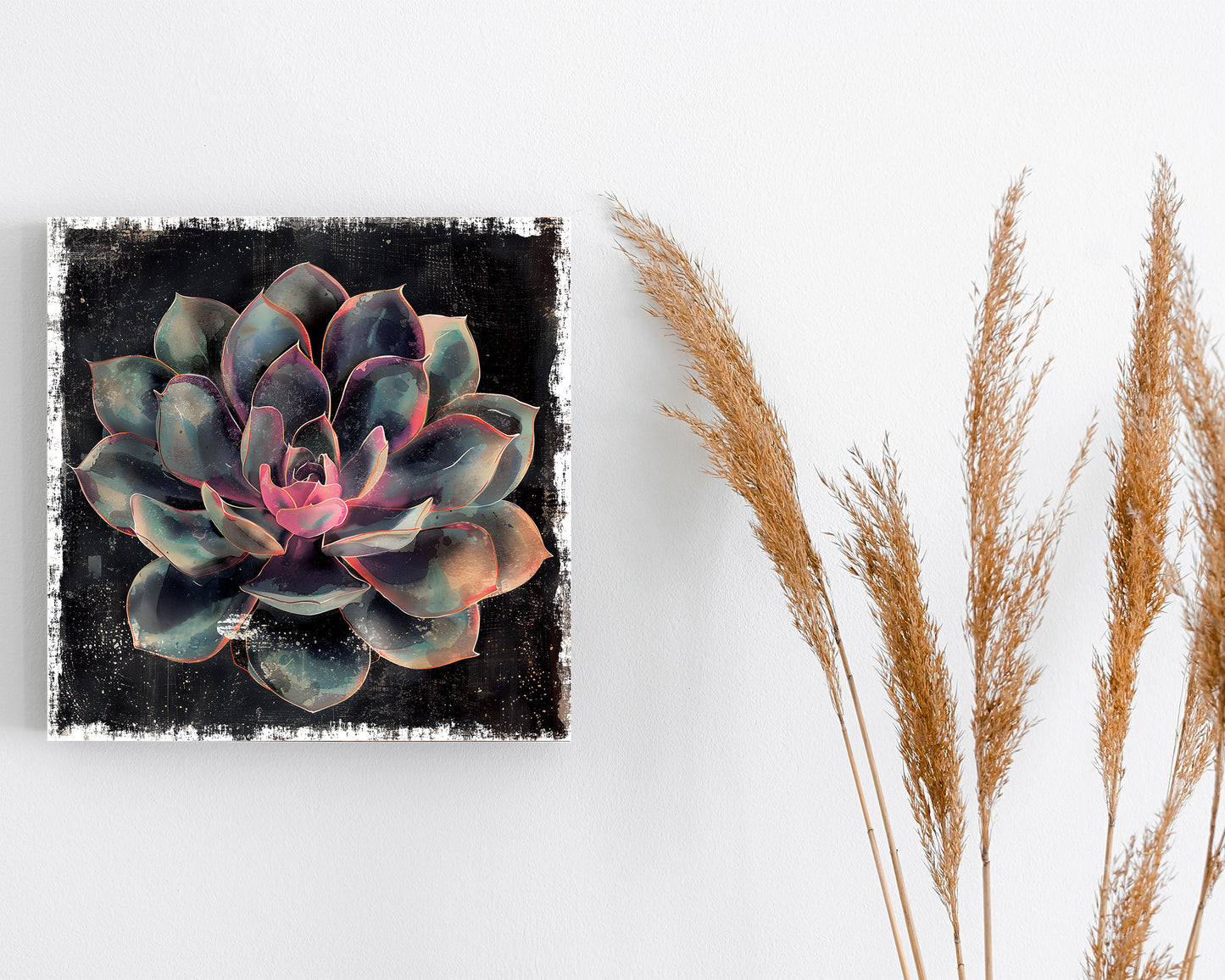 12in Spring Canvas Sign with Succulent Design | Spring Wall Decor, Rustic Farmhouse Decor, Canvas Print Home Decor