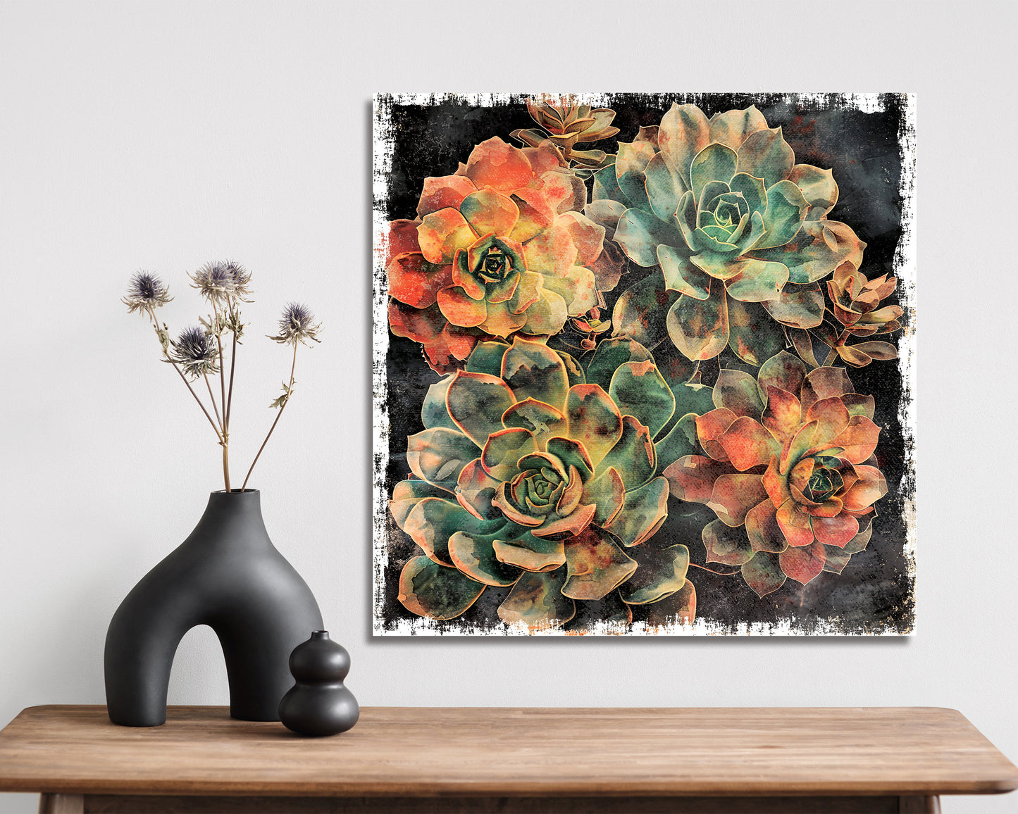 12in Spring Canvas Sign with Succulent Design | Spring Wall Decor, Rustic Farmhouse Decor, Canvas Print Decor